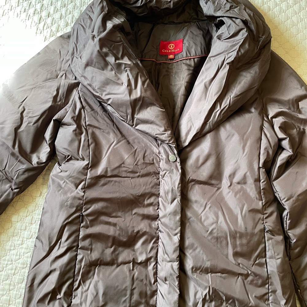 Cole Haan Brown Puffer Jacket with High Collar